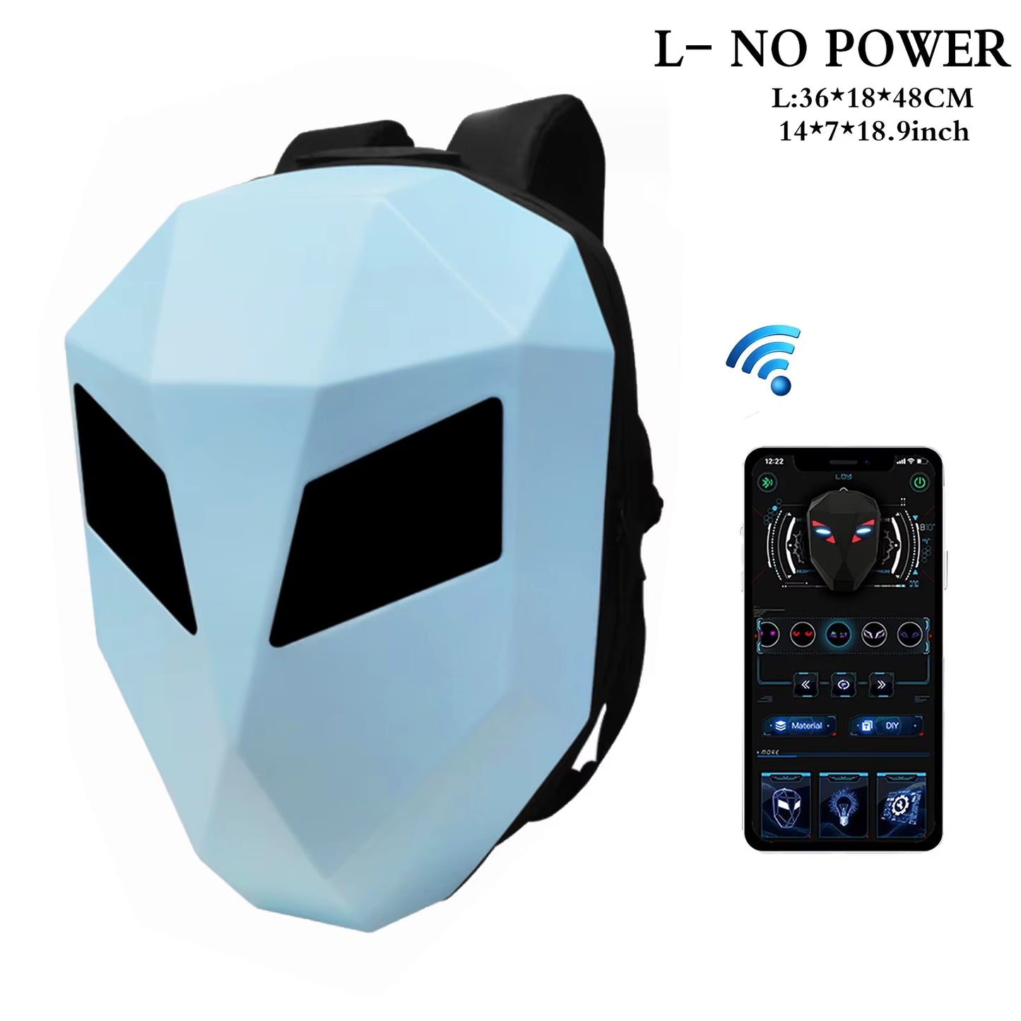 LOY LED Knight Cycling Backpack with Eye Motorcycle Helmet Bluetooth APP Control Waterproof Hard Shell Laptops Bags LED Mochila