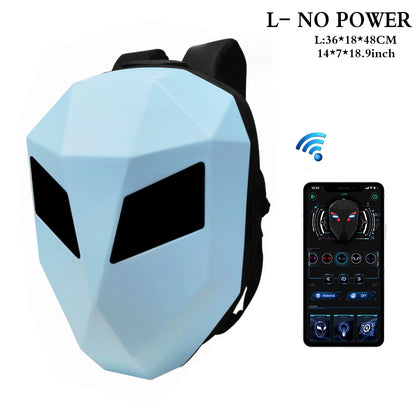 LOY LED Knight Cycling Backpack with Eye Motorcycle Helmet Bluetooth APP Control Waterproof Hard Shell Laptops Bags LED Mochila