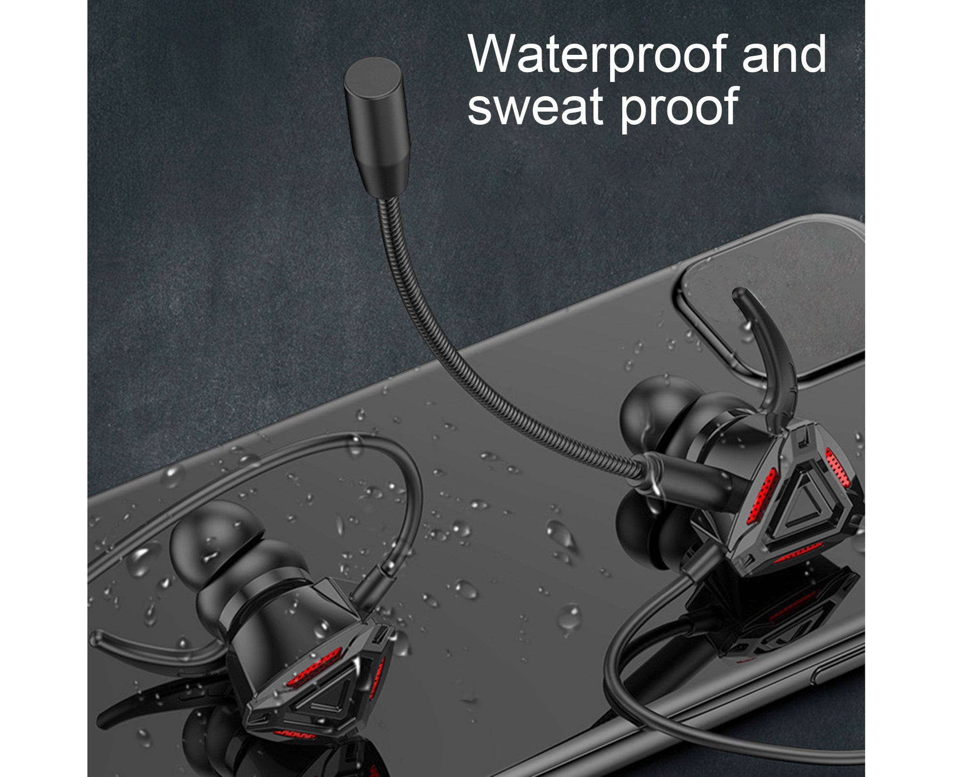 Gaming Earphone In-Ear Hifi Sound E-Sports Game Wired Music Headphone with Microphone for Gamer-Red