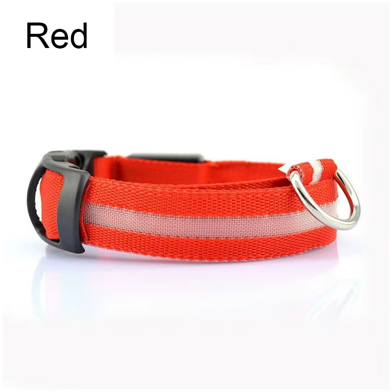 Pet Dogs Luminous Fluorescent Dog Accessories Collar Reflective LED Dog Collar Nylon Night Safety Flashing Glow in the Dark