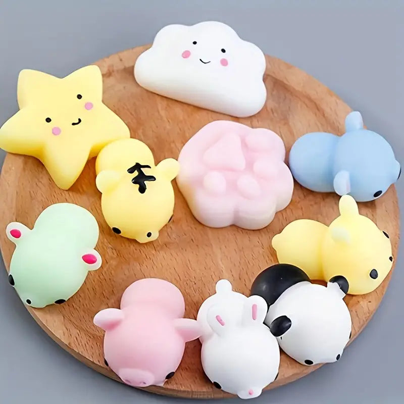 10 件装麻糬 Squishy 玩具，迷你 Squishy 动物 Squishy 派对礼物，卡哇伊 Squishy 挤压玩具，猫独角兽 Squishy 成人减压玩具