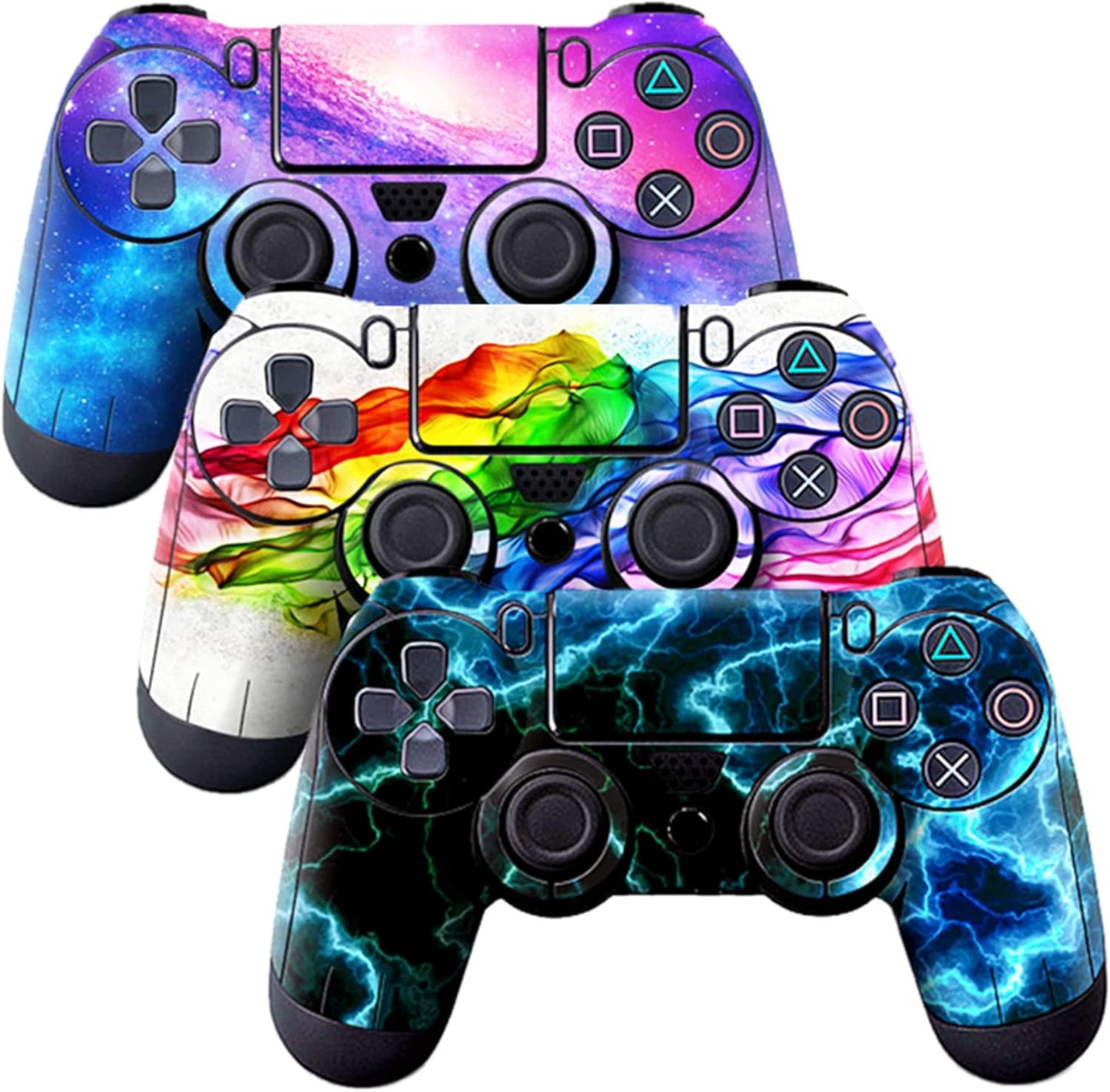 Vinyl Decal Skin Set for PS4 Controller - 3-Piece Full Body Cover Sticker