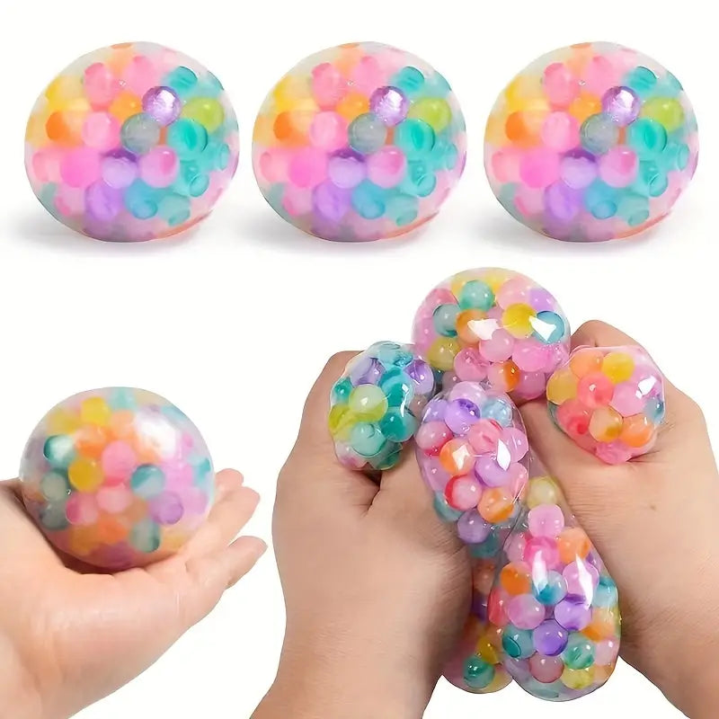 Squishy Stress Relief Ball, Sensory Fidget Toy, Colorful Water Bead Squeeze Toy