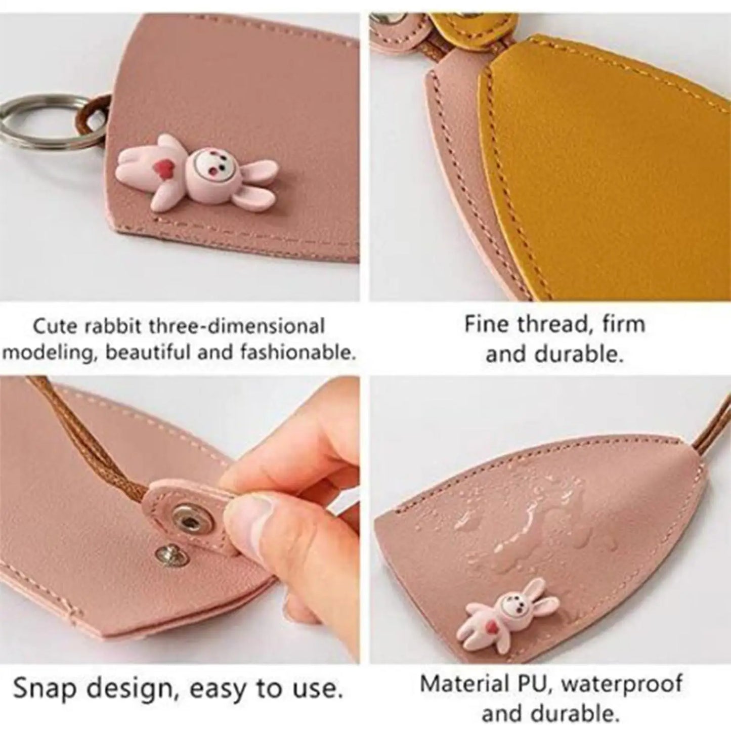 Cute Pull Out Key Case Cartoon Animals Rabbit Cat PU Leather Key Wallets Housekeepers Car Key Holder Case Leather Bag for Keys