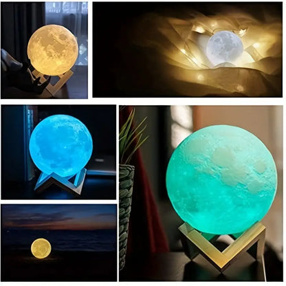 Moon Lamp For Bedroom Moon Night Light For Adults - Gifts For Women Men Valentines Day Gifts Christmas Gifts Remote Touch Control Wooden Stand 128 Colors 11.94 Cm