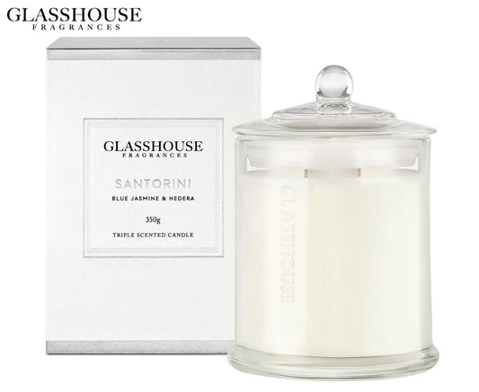 Glasshouse Santorini Blue Jasmine & Hedera 350G Triple Scented Candle