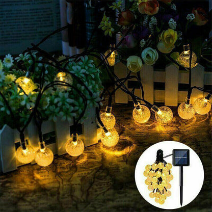 100/200LED Solar Globe String Lights Fairy Outdoor Festoon Party Garden Decor