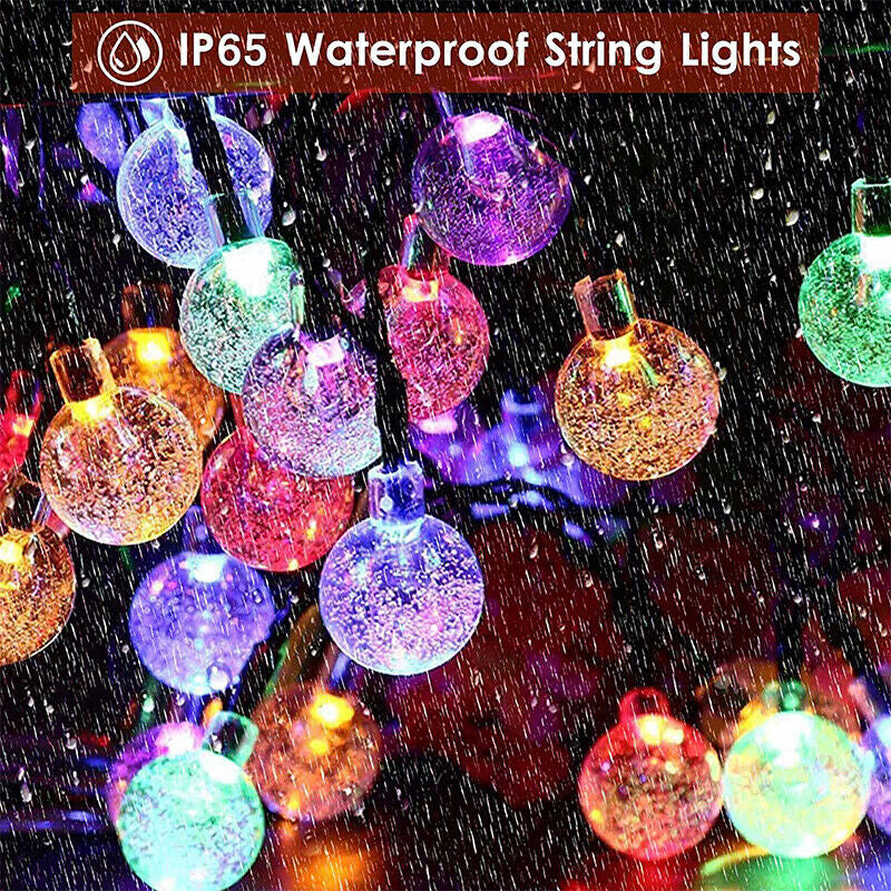 100/200LED Solar Globe String Lights Fairy Outdoor Festoon Party Garden Decor