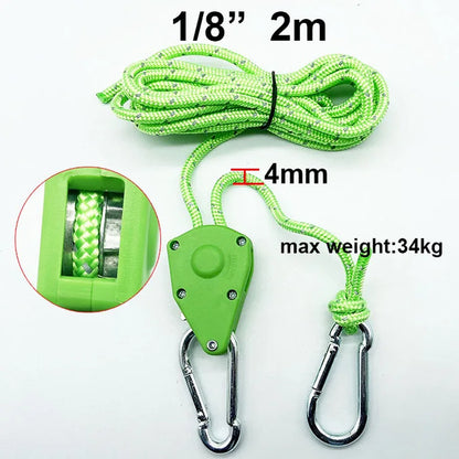 Camping Tent Tie down Rope Tightener Fastening Pulley Ratchet Hangers Awning Rope Hook Canopy Buckle Rope Tightening Straps Tool