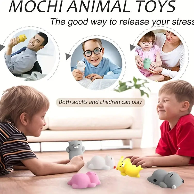 12 τμχ Cute Mochi Animals παιχνίδια, ανακούφιση από το άγχος, μπομπονιέρες για πάρτι, πασχαλινά δώρα για ενήλικες