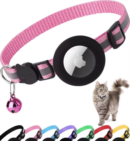 Airtag Cat Collar Breakaway, Reflective Kitten Collar with Apple Air Tag Holder and Bell for Girl Boy Cats, 0.4 Inches