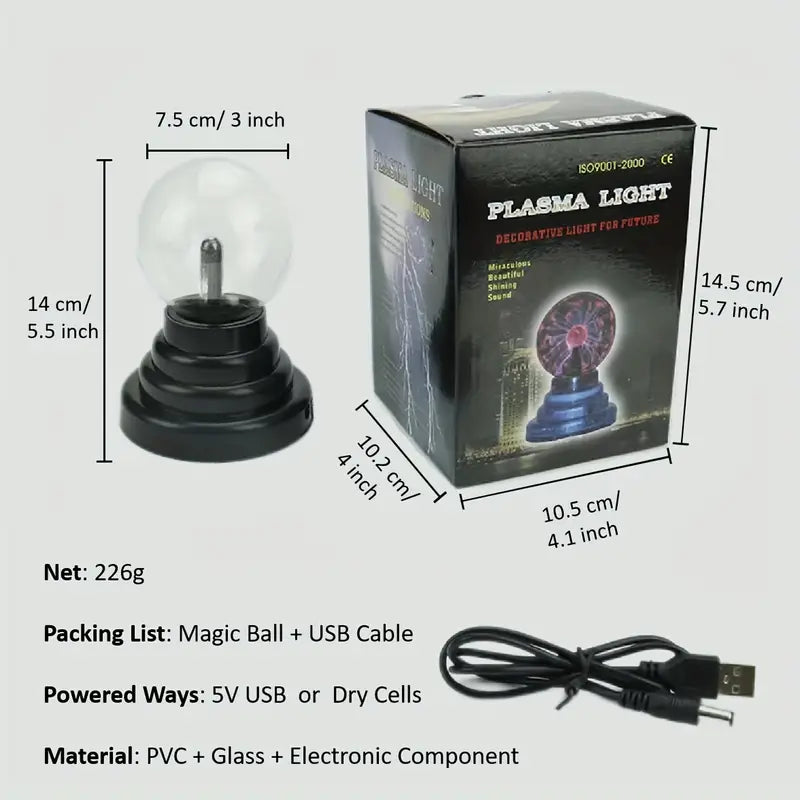 Plasma Ball/Light/Lamp - Touch Sensitive USB Powered Magic Static Electricity for Parties, Home Decorations, Birthday Gifts & Science Teaching!