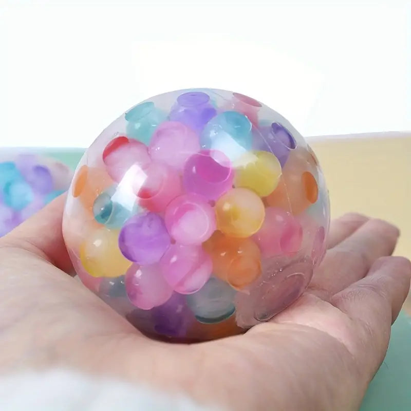 Squishy Stress Relief Ball, Sensory Fidget Toy, Colorful Water Bead Squeeze Toy