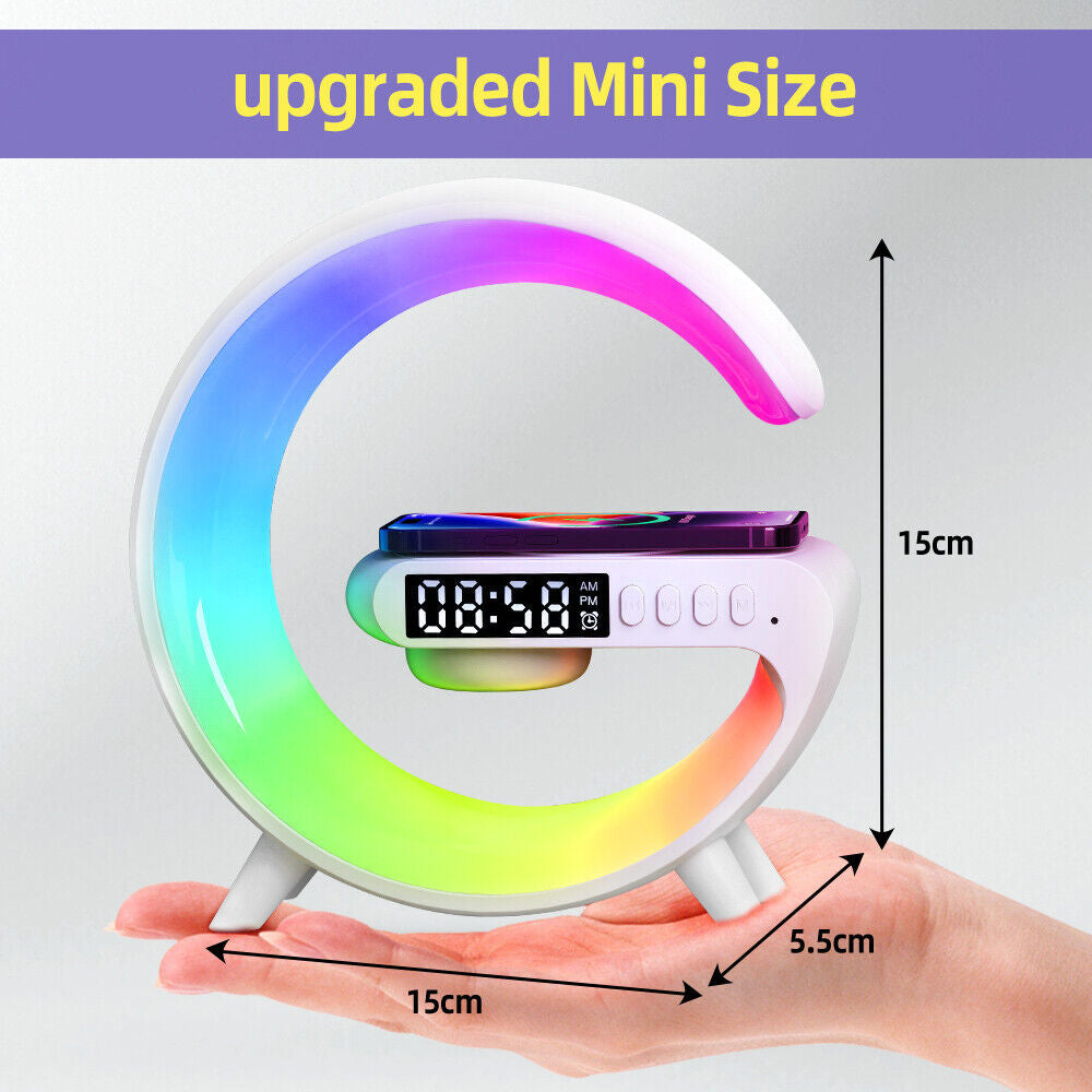 LED Lamp Smart G Bluetooth Speaker Wireless Charger RGB Alarm Clock Night Light