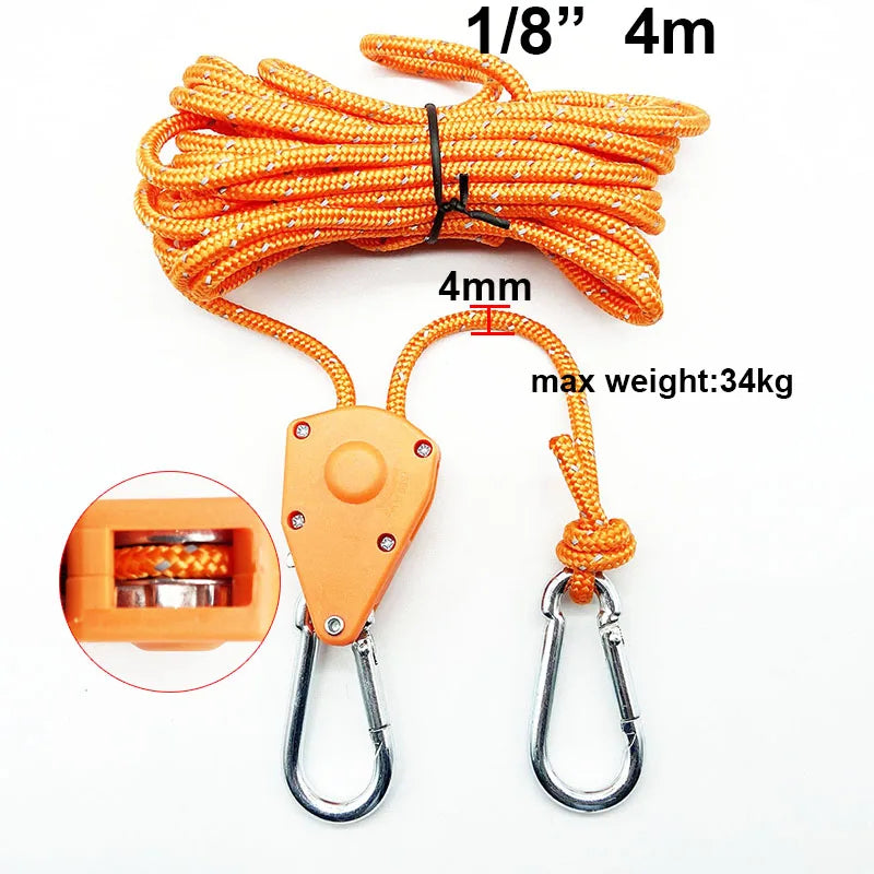 Camping Tent Tie down Rope Tightener Fastening Pulley Ratchet Hangers Awning Rope Hook Canopy Buckle Rope Tightening Straps Tool