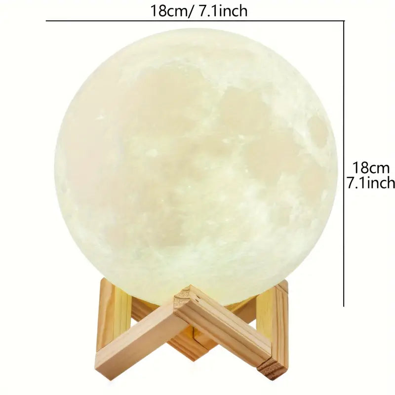 Moon Lamp For Bedroom Moon Night Light For Adults - Gifts For Women Men Valentines Day Gifts Christmas Gifts Remote Touch Control Wooden Stand 128 Colors 11.94 Cm