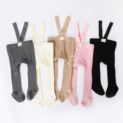 Xmas Baby Girl Boy Stocking 0-24M Infant Toddler Knit Tights Newborn Suspender Tights Pantyhose Solid High Waist Overall Legging