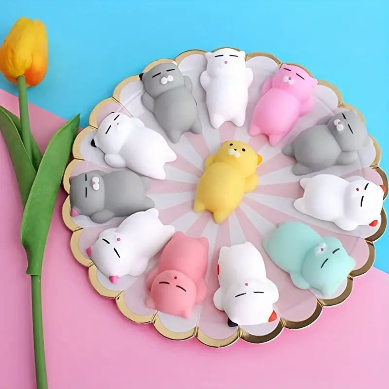 12 τμχ Cute Mochi Animals παιχνίδια, ανακούφιση από το άγχος, μπομπονιέρες για πάρτι, πασχαλινά δώρα για ενήλικες