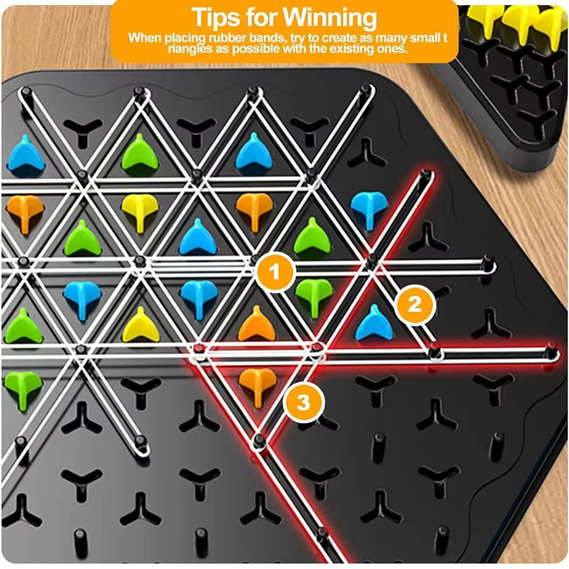 New Geometry Chain Chess Puzzle Triangle Chess Desktop Game Rubber Band Training Family Interaction Exercise Thinking Toys Gifts