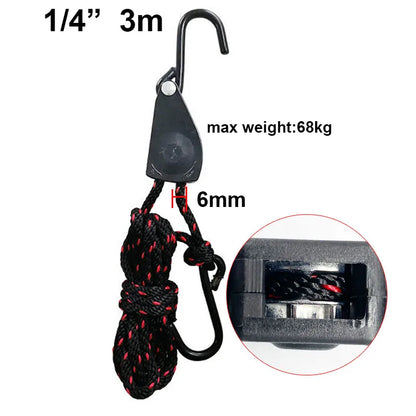 Camping Tent Tie down Rope Tightener Fastening Pulley Ratchet Hangers Awning Rope Hook Canopy Buckle Rope Tightening Straps Tool