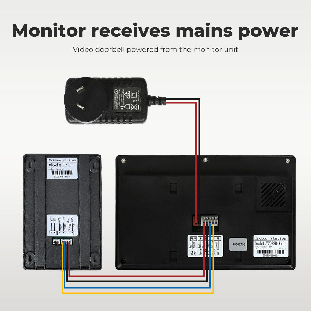 Video Door Bell Wifi Phone Intercom System with Monitor Doorbell Camera Wireless