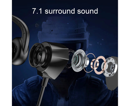 Gaming Earphone In-Ear Hifi Sound E-Sports Game Wired Music Headphone with Microphone for Gamer-Red