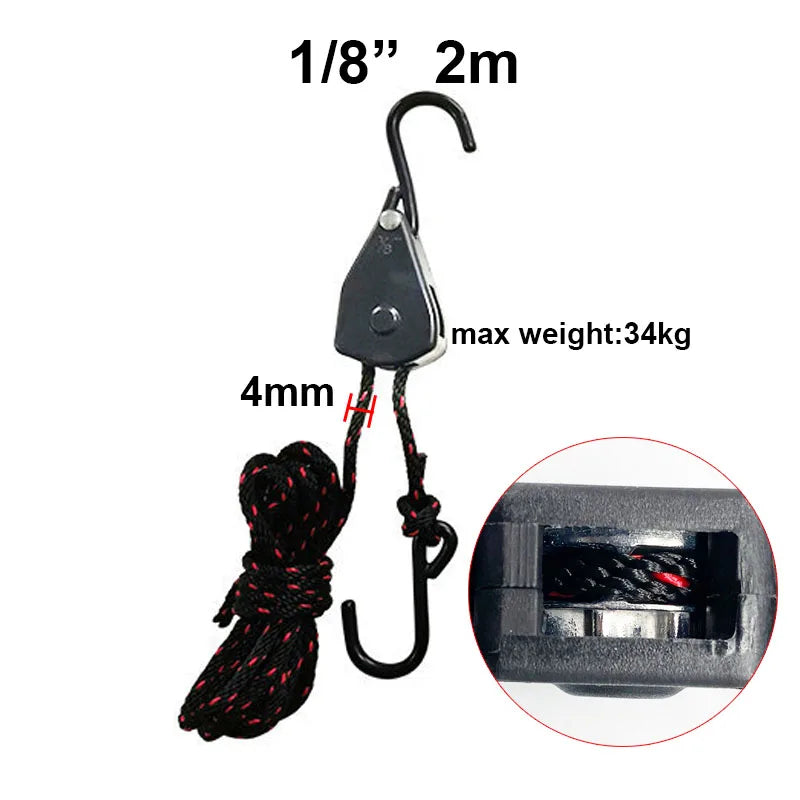 Camping Tent Tie down Rope Tightener Fastening Pulley Ratchet Hangers Awning Rope Hook Canopy Buckle Rope Tightening Straps Tool