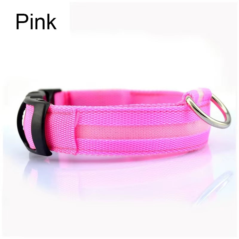 Pet Dogs Luminous Fluorescent Dog Accessories Collar Reflective LED Dog Collar Nylon Night Safety Flashing Glow in the Dark