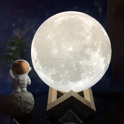 Moon Lamp For Bedroom Moon Night Light For Adults - Gifts For Women Men Valentines Day Gifts Christmas Gifts Remote Touch Control Wooden Stand 128 Colors 11.94 Cm