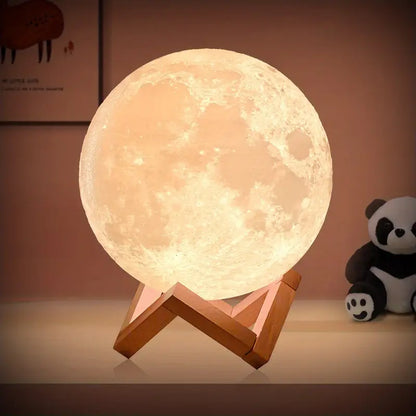 Moon Lamp For Bedroom Moon Night Light For Adults - Gifts For Women Men Valentines Day Gifts Christmas Gifts Remote Touch Control Wooden Stand 128 Colors 11.94 Cm