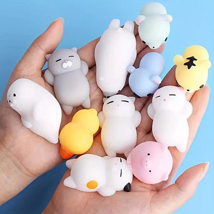 10 件装麻糬 Squishy 玩具，迷你 Squishy 动物 Squishy 派对礼物，卡哇伊 Squishy 挤压玩具，猫独角兽 Squishy 成人减压玩具